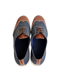Leather denim oxford